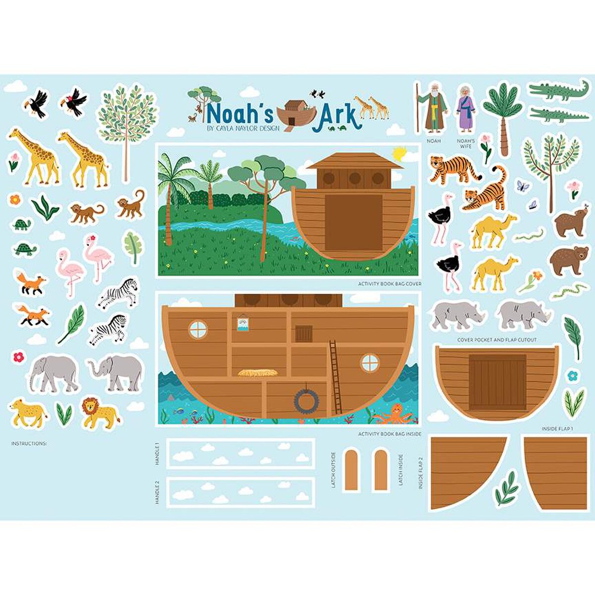 Two by Two Noah's Ark Quiet Book Felt Panel - 36" x 48"