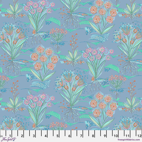 Flourish and Bloom Collection with Flourish and Bloom Garden in Periwinkle for Free Spirit Fabrics