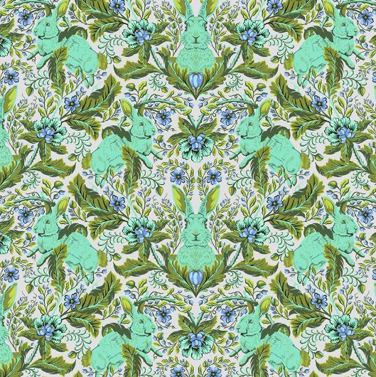 Tula Pink's Hoppy Go Lucky in Starlight from the Full Moon Forest II Collection