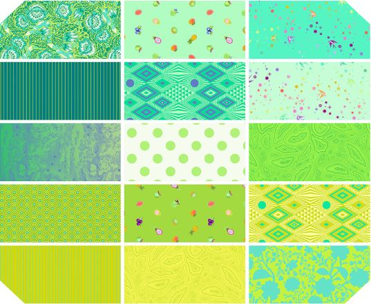 Tula Pink's Spearmint Fat Quarter Bundle in the True Colors Collection