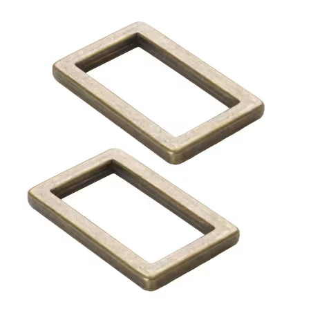 ByAnnie 1" Antique Brass Flat Rectangle Rings, Set of 2