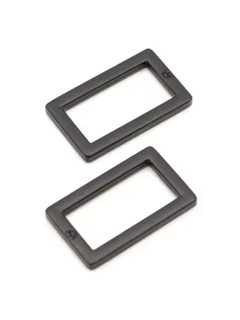 ByAnnie 1" Black Metal Flat Rectangle Rings, Set of 2