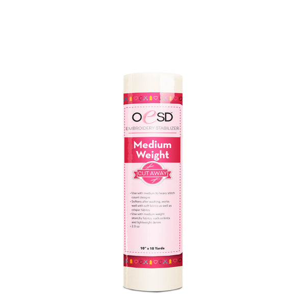 OESD Medium Weight CutAway Stabilizer – 10" x 10 yd | White