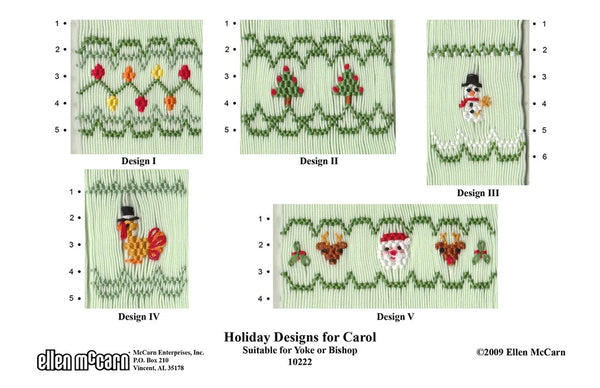Holiday Designs for Carol - Ellen McCarn Smocking Plate