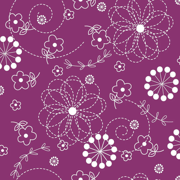KimberBell Basics Doodles in Violet Red for Maywood Studio