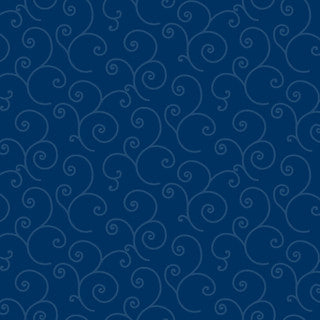 KimberBell Basics Scroll in Navy Tonal for Maywood Studio