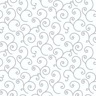 Kimberbell Basics in White with Gray Scroll for Maywood Studio Remnant (.71 yd)