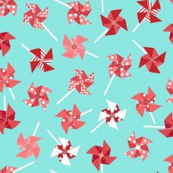 KimberBell Sprinkle of Sunshine in Red Pinwheels for Maywood Studio