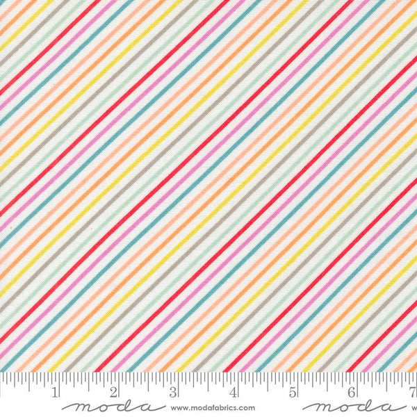 Laguna Sunrise Multi Color Stripe on Off White by Sherri & Chelsi for Moda Fabrics