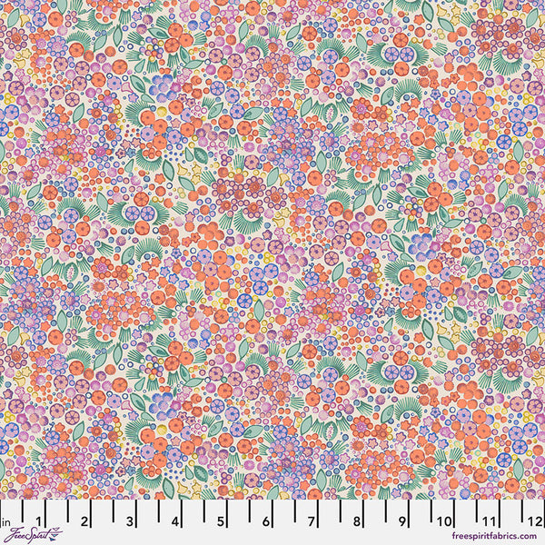 Flourish and Bloom Collection with Little Meadow in Coral for Free Spirit Fabrics