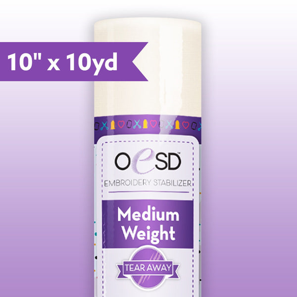 OESD Medium Weight TearAway Stabilizer – 10" x 10 yd | White