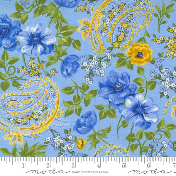 Summer Breeze Sky Floral Paisley
