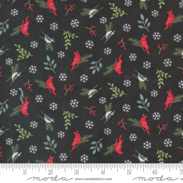 Woodland Winter Charcoal Black Red Cardinal