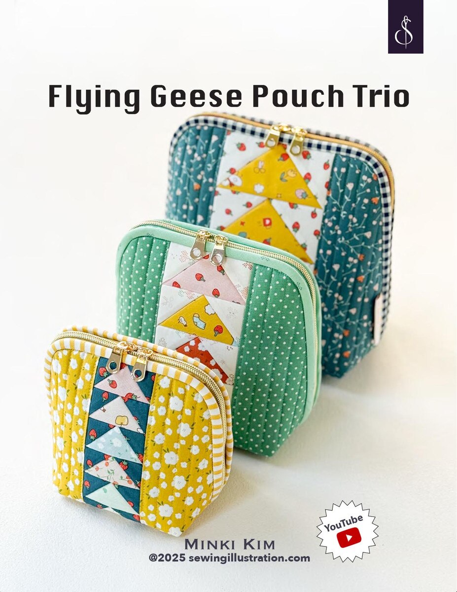 Flying Geese Pouch Trio Sewing Pattern | Minki Kim