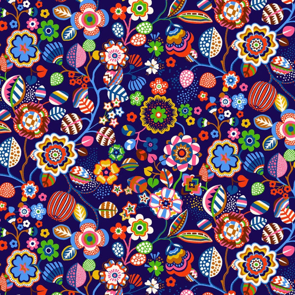 Tree Flower in Navy from the Primavera Collection by Sholton Drumlanrig for Thread & Ink Design Studio