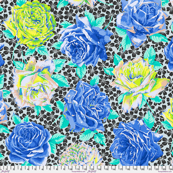 Rose Bloom in Blue Kaffe Fassett Collective for Free Spirit