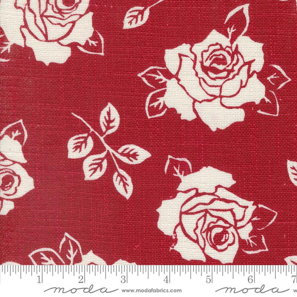 Panache Slub Red Roses