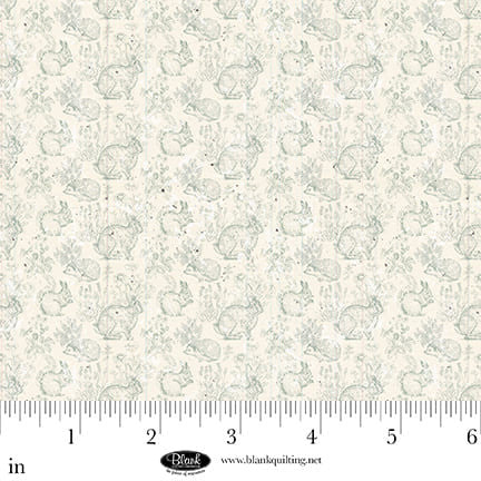 Parisian Snippets Collection with Bunnies in Light Blue color for Blank Quilting