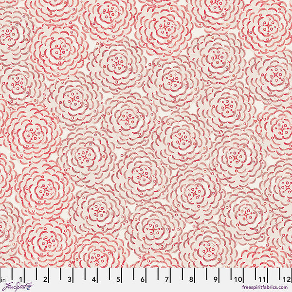 Flourish and Bloom Collection with Peony in Red for Free Spirit Fabrics