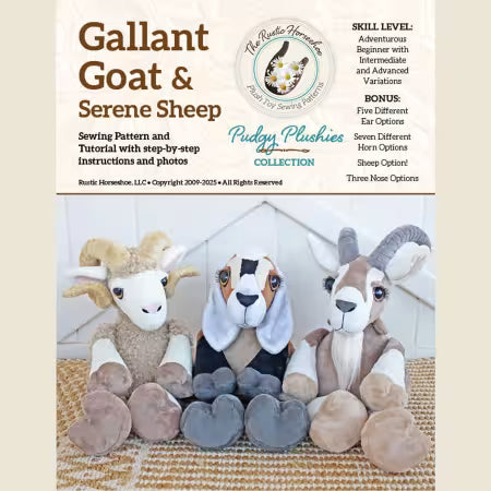 Gallant Goat & Serene Sheep Pudgy Plushie Pattern - Rustic Horseshoe