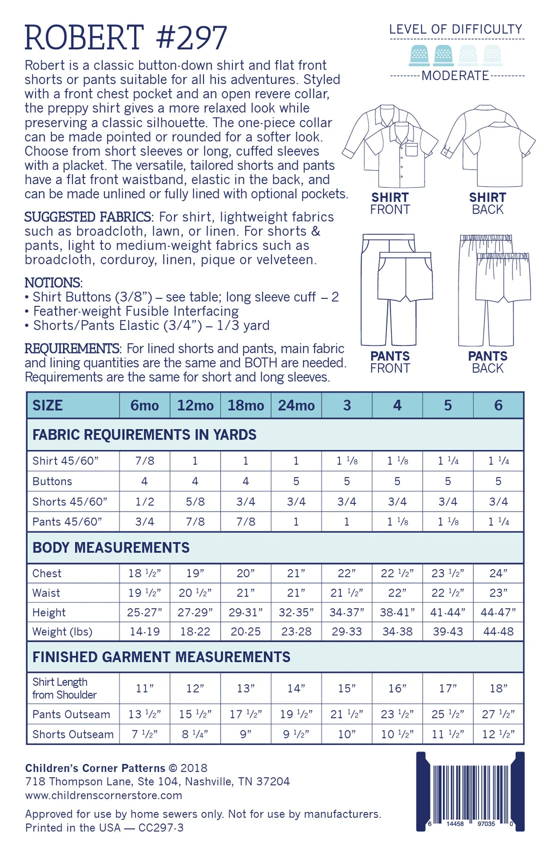 Robert Pattern - Children's Corner (Sizes 6mo-6)