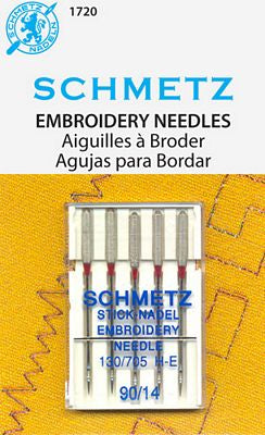 Schmetz Machine Embroidery Machine Needles - 90/14 (5 per card)