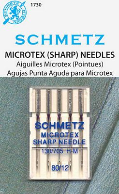 Schmetz Microtex Machine Needles - 80/12 (5 per card)