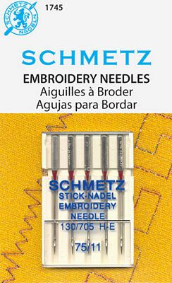 Schmetz Machine Embroidery Needles Size 75/11 - 5 pc