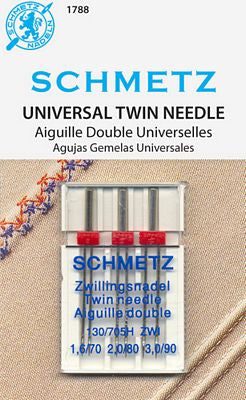 Schmetz Twin Machine Needles Double Assorted 1.6/70 2.0/80 3.0/90 - 3 pc