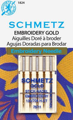 Schmetz Gold Embroidery Machine Needles Size 75/11 - 5 pc