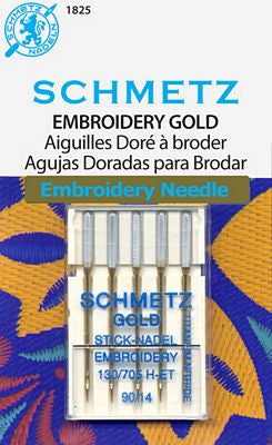 Schmetz Gold Embroidery Machine Needles Size 90/14 - 5 pc
