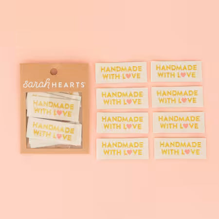 Sarah Hearts Handmade with Love Gold Woven Labels
