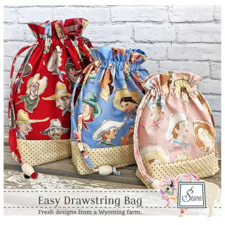 Sewn Wyoming Easy Drawstring Bag Pattern