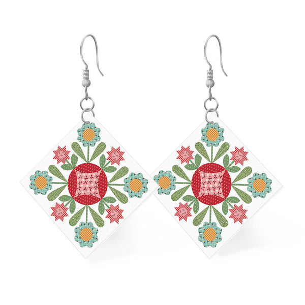 Leather Square Earrings - Prairie