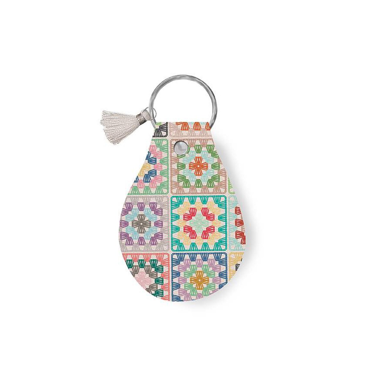 Leather Circle Key Chain - Chunky Thread