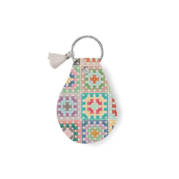 Leather Circle Key Chain - Chunky Thread