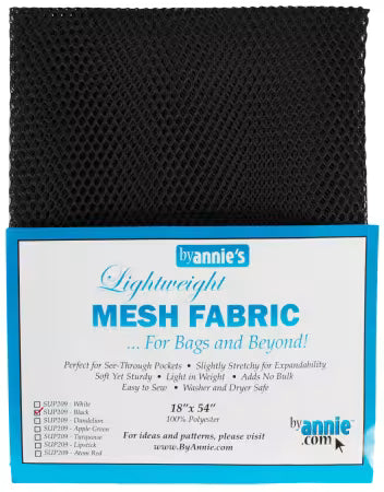 ByAnnie Lightweight Mesh Fabric, 18" × 54" | Black