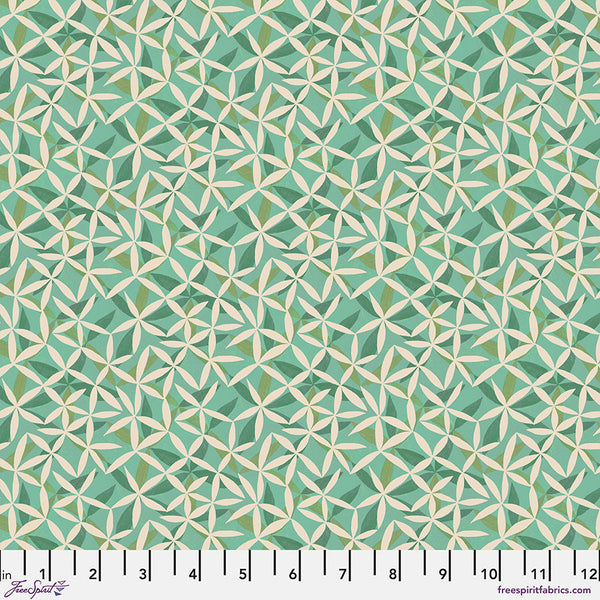 Flourish and Bloom Collection with Star Mint Dance in Green for Free Spirit Fabrics