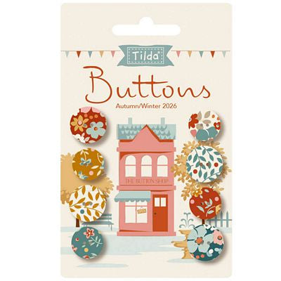 Tilda Village Life Autumn Buttons, 4-Pack, 14 mm