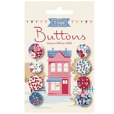 Tilda Village Life Winter Buttons, 4-Pack, 14 mm