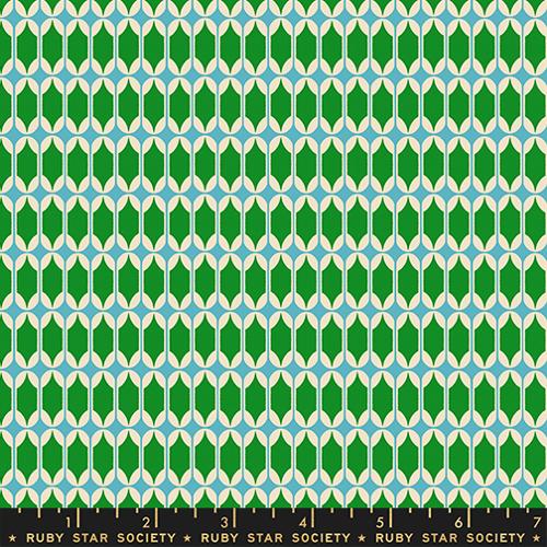 Trinketry Collection with Matchbook Novelty Geometric Blender Retro in Deep Verdant color by Ruby Star for Moda