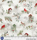 Layered Scenic with Birdhouses Snow Multi - Winter Song by P&B Textiles