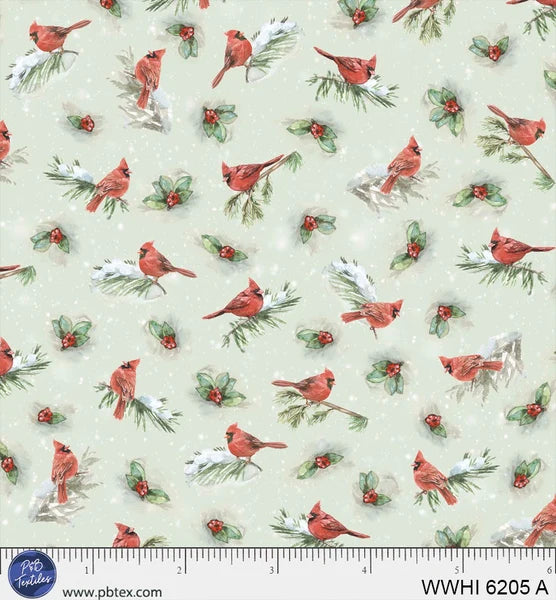 Cardinal Allover A - Woodland Whispers by P&B Textiles