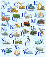 Things That Go From A to Z Panel Baby Blue