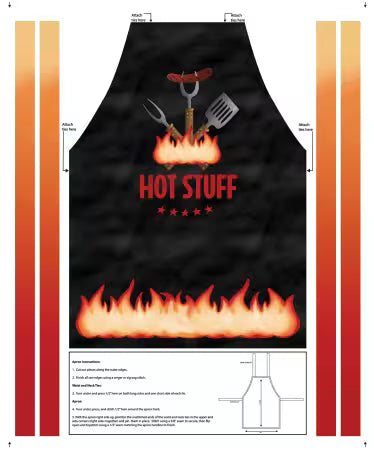 Hot Stuff Apron White Cotton Fabric by the Yard - Benartex