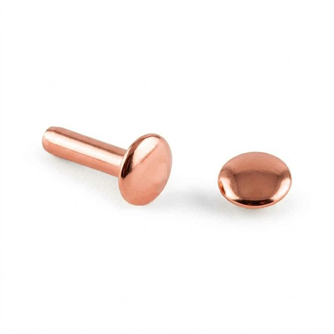 Extra Long Double Cap Rivets 5/16" (8mm) x 1/2" - 24 Sets - Rose Gold - BHW730RG