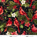 Holiday Feather & Flourish Birds and Winter Foliage - Black