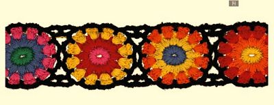 Crochet Trim with Roses 1.75 in x 15yds - Black