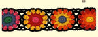 Crochet Trim with Roses 1.75 in x 15yds - Black