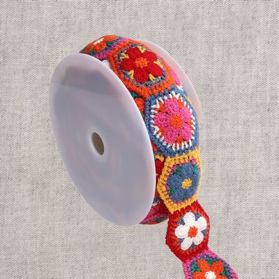 Crochet Flower Trim 2.25 in x 15yds - Multi